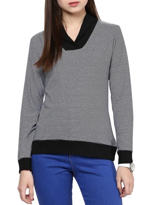 elbow patch striped top - 10604513 - Very Small Image - 1