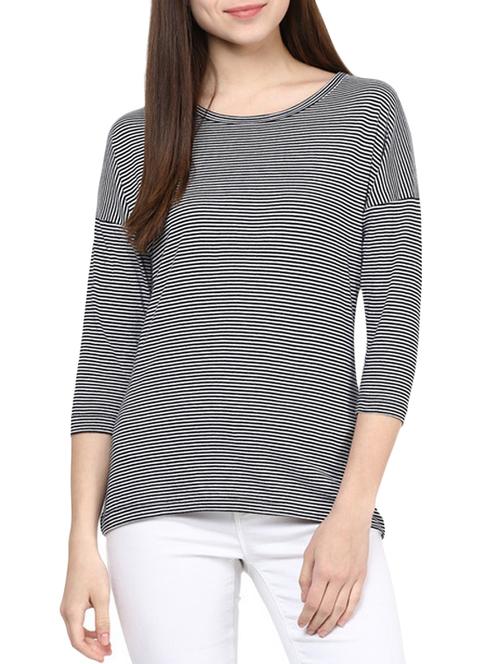 drop shoulder striped tee - 10604518 - Very Small Image - 1