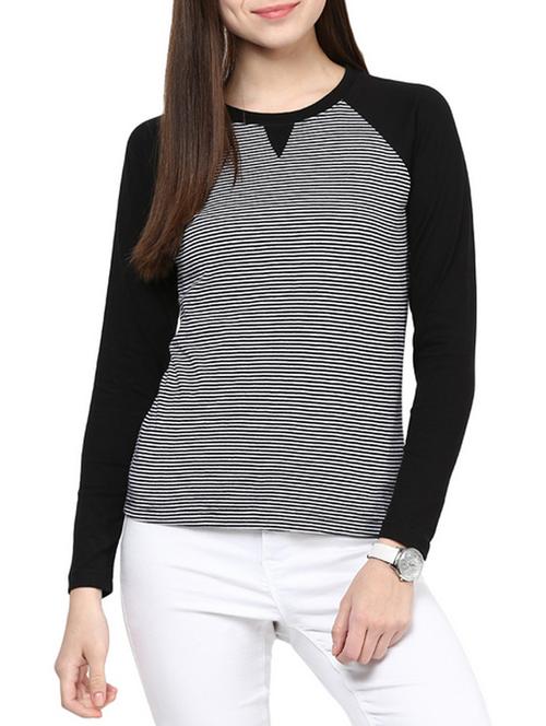 raglan sleeved striped tee - 10604520 - Very Small Image - 1