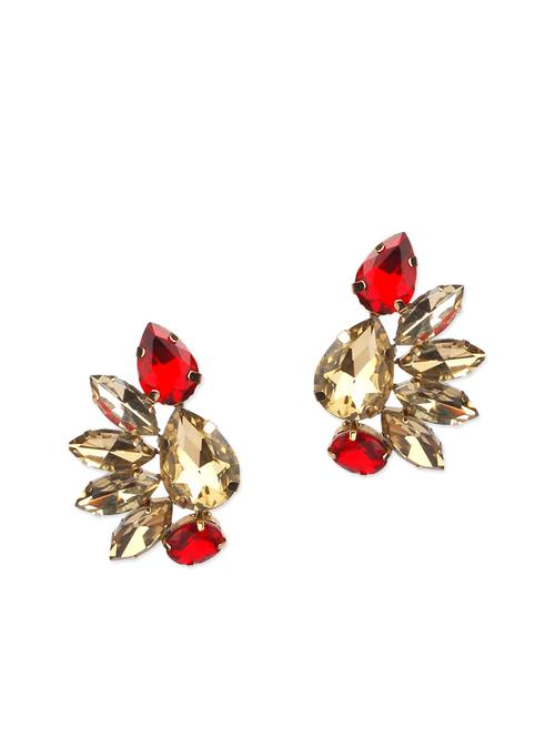 peacock earrings in red and gold stones - 10605825 - Very Small Image - 1