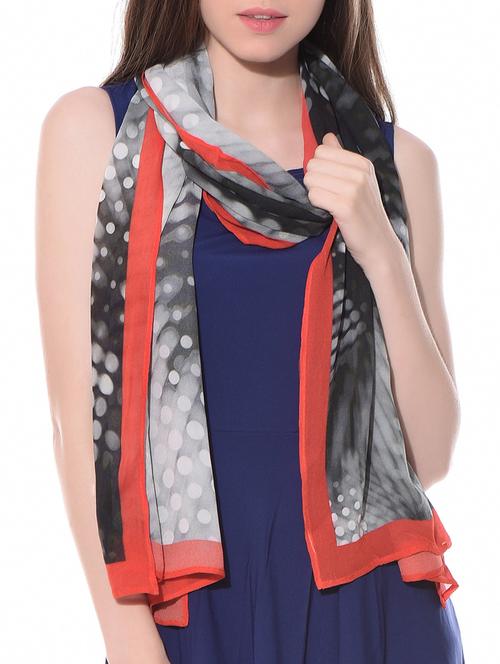 grey and black printed georgette stole - 10606256 - Very Small Image - 1