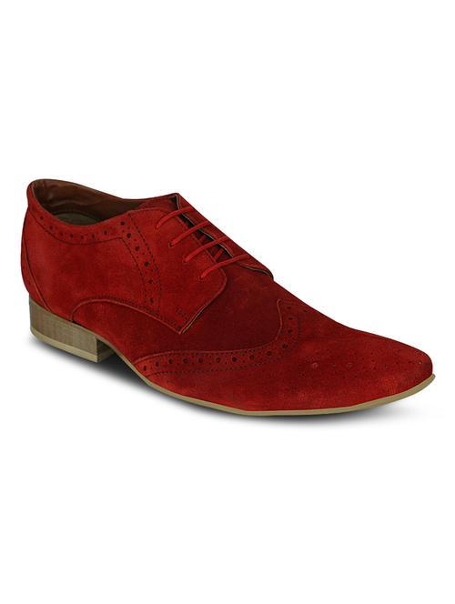 red suede lace up shoes - 10606393 - Very Small Image - 1