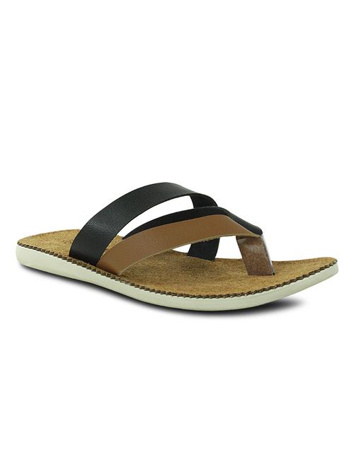 brown leatherette toe separator slippers - 10606510 - Very Small Image - 1
