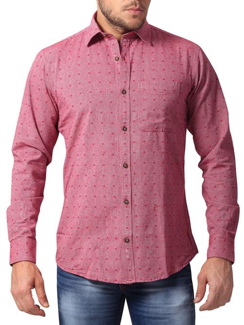 red cotton blend casual shirt - 10606837 - Very Small Image - 1