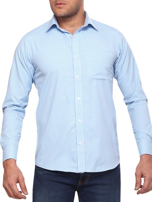 blue cotton casual shirt - 10606880 - Very Small Image - 1