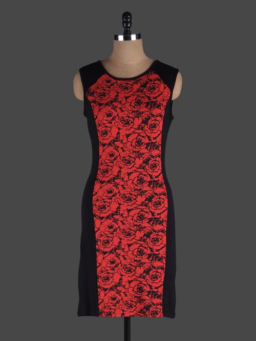 Black And Red Printed Bodycon Dress - 1060758 - Very Small Image - 1