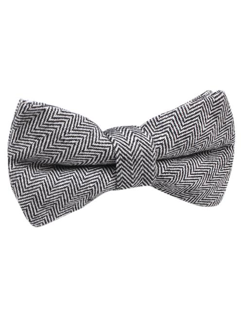 black,white linen bow ty - 10607930 - Very Small Image - 1