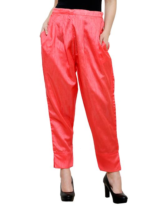 pink dupion silk palazzos - 10609248 - Very Small Image - 1