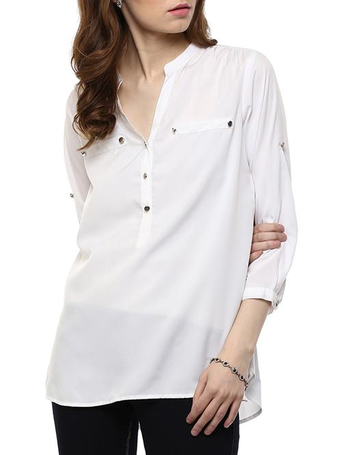 white crepe top - 10609855 - Very Small Image - 1
