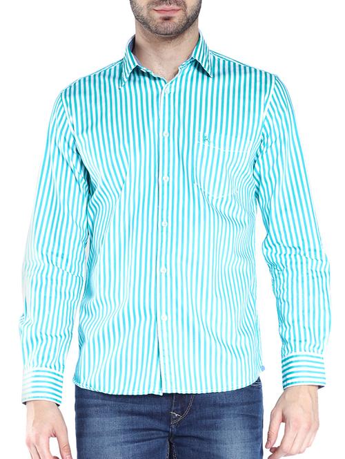 blue cotton casual shirt - 10610538 - Very Small Image - 1