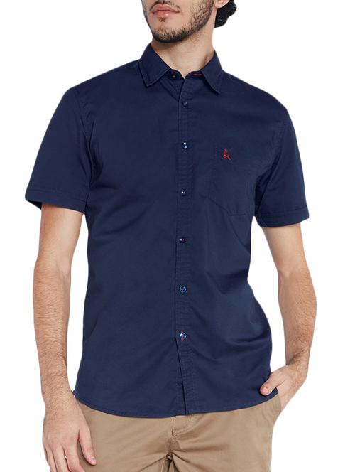 blue cotton casual shirt - 10610680 - Very Small Image - 1