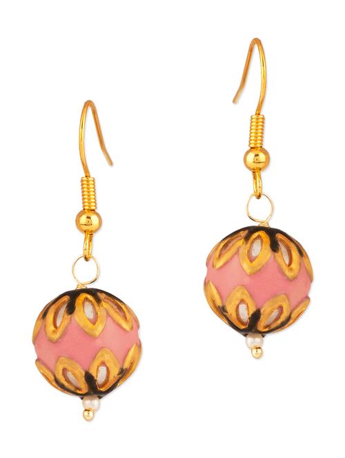 pink and gold drop earrings - 1061823 - Very Small Image - 1