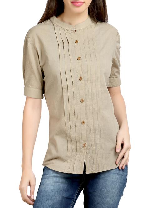 khaki cotton shirt - 10621571 - Very Small Image - 1