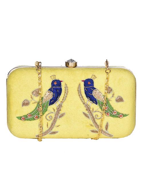 yellow velvet clutch - 10627991 - Very Small Image - 1