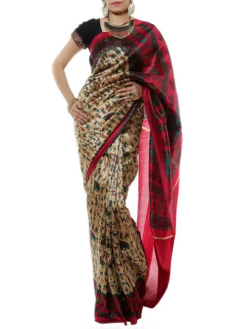 multi color printed chanderi saree - 10629576 - Very Small Image - 1