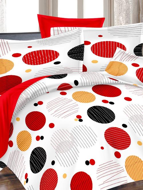 valtellina polka white cotton double bed sheet with 2 pillow cover - tc-250 - 10630442 - Very Small Image - 1