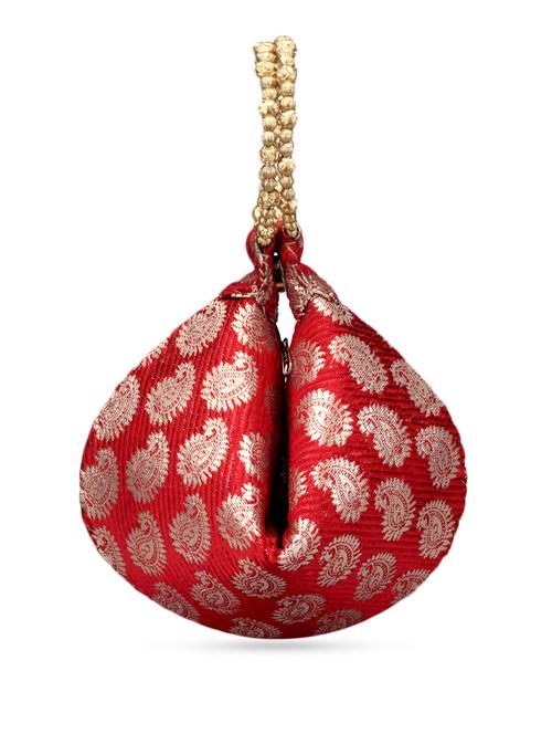 Paisley Embroidered Silk Potli - 1063523 - Very Small Image - 1