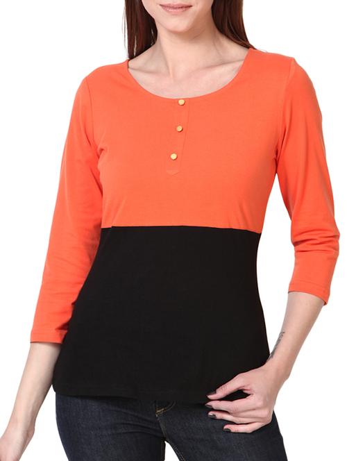 round neck color block top - 1063802 - Very Small Image - 1