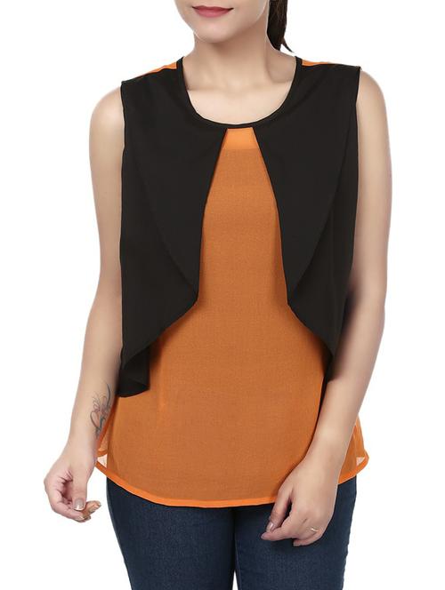 orange,black polyester regular top - 10645213 - Very Small Image - 1