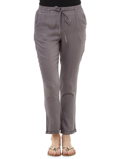 grey viscose trousers - 10645237 - Very Small Image - 1