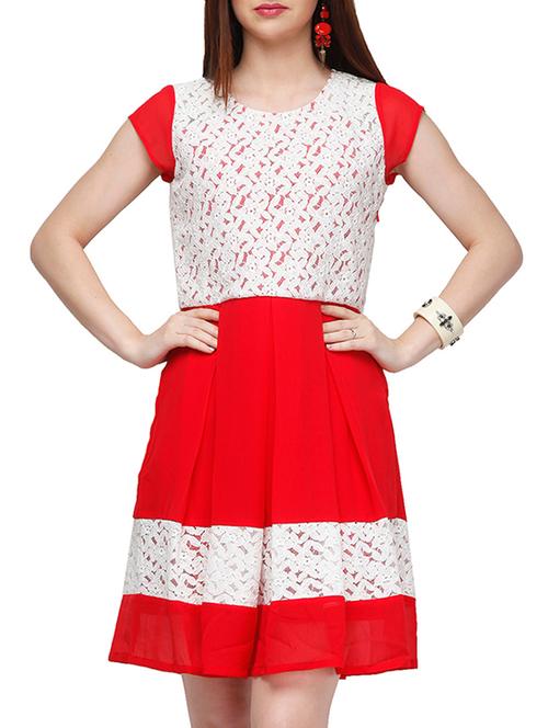 red georgette aline dress - 10648426 - Very Small Image - 1