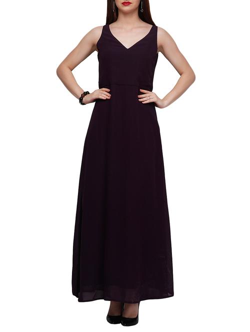 purple georgette aline dress - 10648490 - Very Small Image - 1