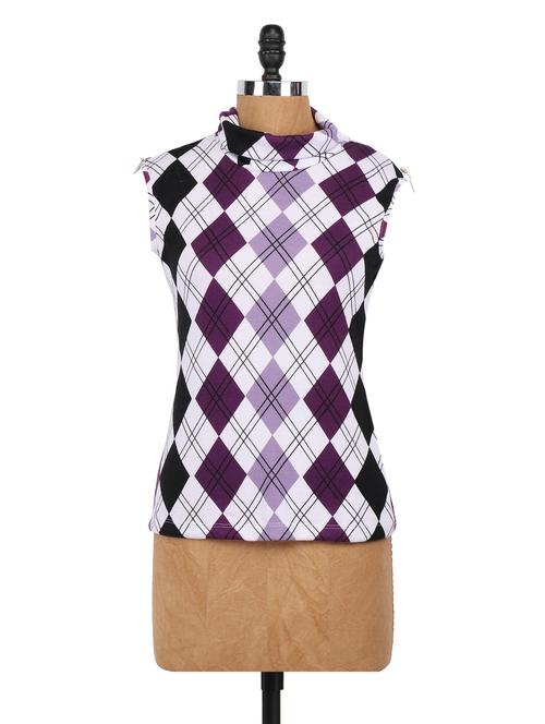 geometric turtleneck check top - 1065051 - Very Small Image - 1