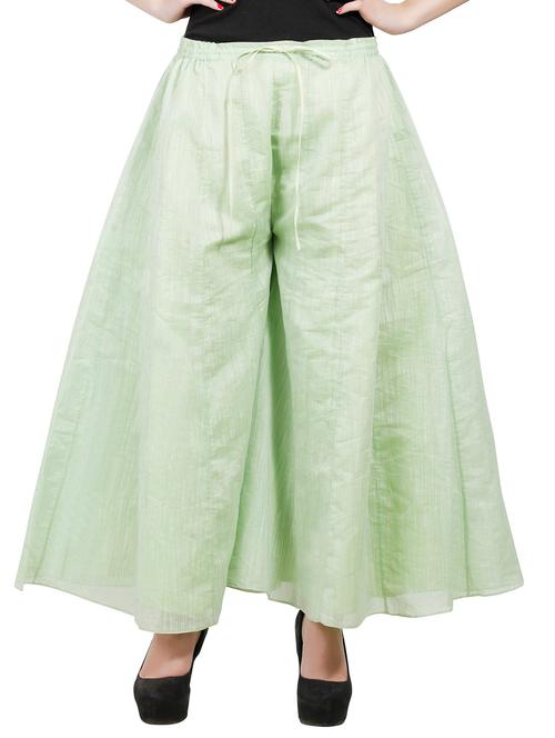 green chanderi silk palazzos - 10650720 - Very Small Image - 1