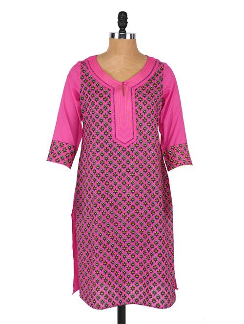 ethnic printed v-neck kurta - 1065198 - Very Small Image - 1