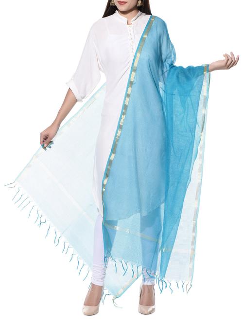 solid blue chanderi silk dupatta - 10653734 - Very Small Image - 1