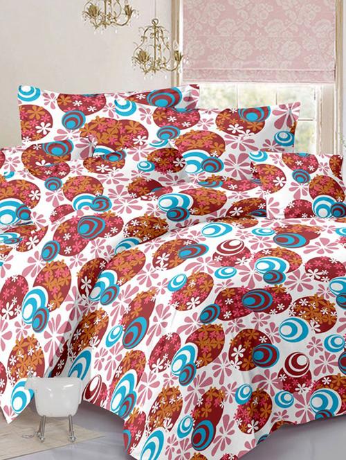 paradise sparkling pink cotton double bed sheet with 2 pillow cover by valtellina - 10654161 - Very Small Image - 1