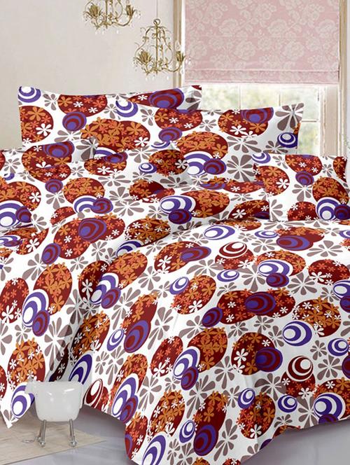 paradise sparkling blue cotton double bed sheet with 2 pillow cover by valtellina - 10654162 - Very Small Image - 1