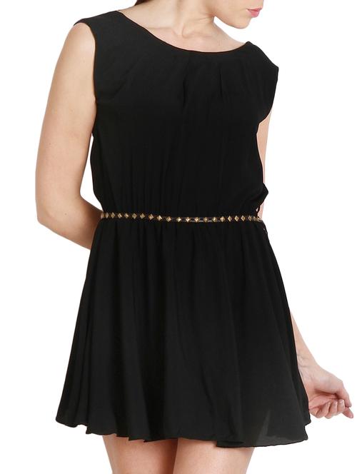 black crepe belted dress - 10656161 - Very Small Image - 1