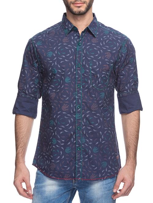 blue silk blend casual shirt - 10658773 - Very Small Image - 1