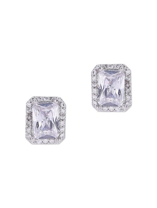 silver stone embellished rectangular earrings - 10661242 - Very Small Image - 1