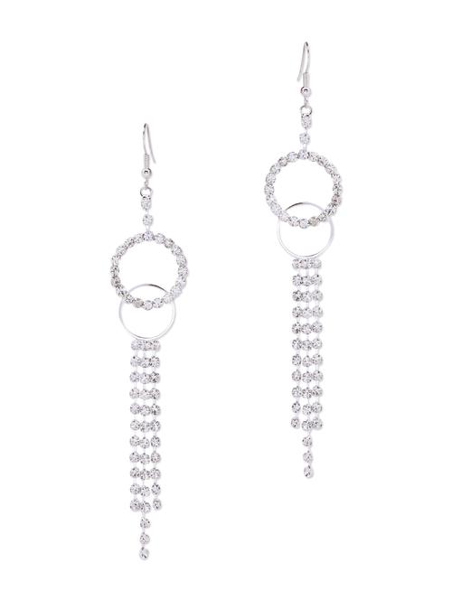 silver stone embellished tassel earrings - 10661260 - Very Small Image - 1