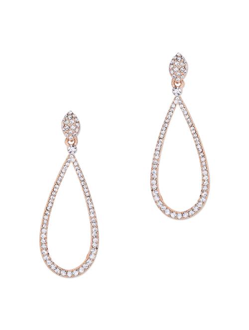 white stone embellished gold teardrop earrings - 10661283 - Very Small Image - 1