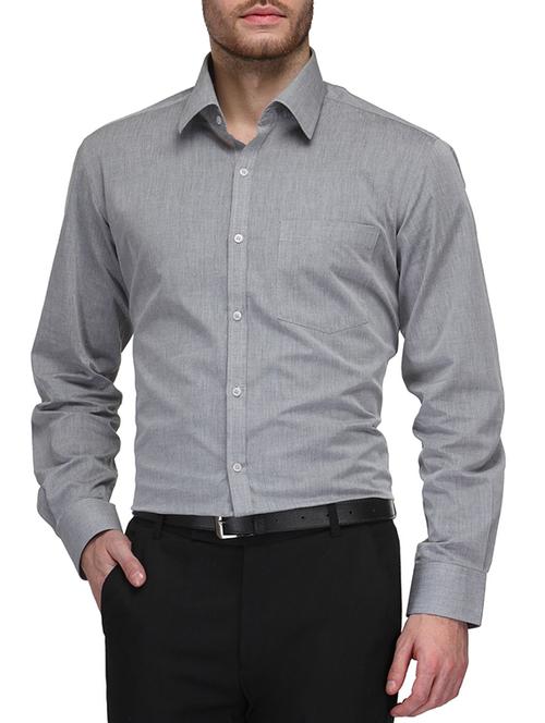 grey cotton formal shirt - 10662965 - Very Small Image - 1