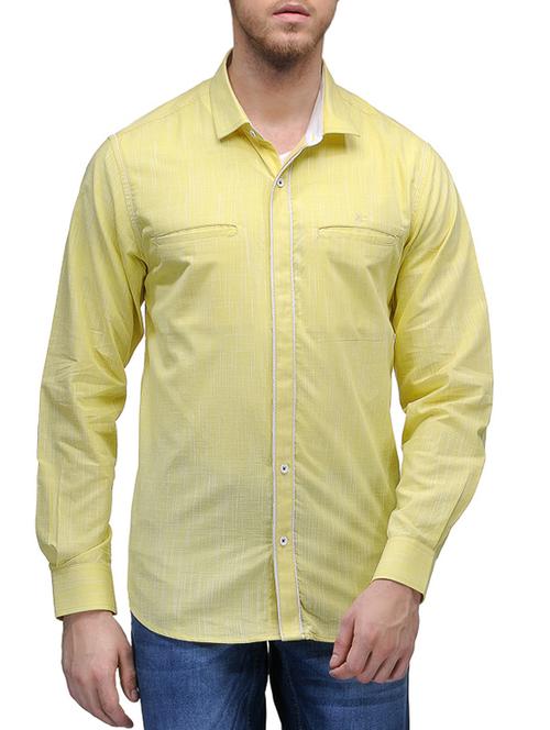 yellow cotton casual shirt - 10663017 - Very Small Image - 1