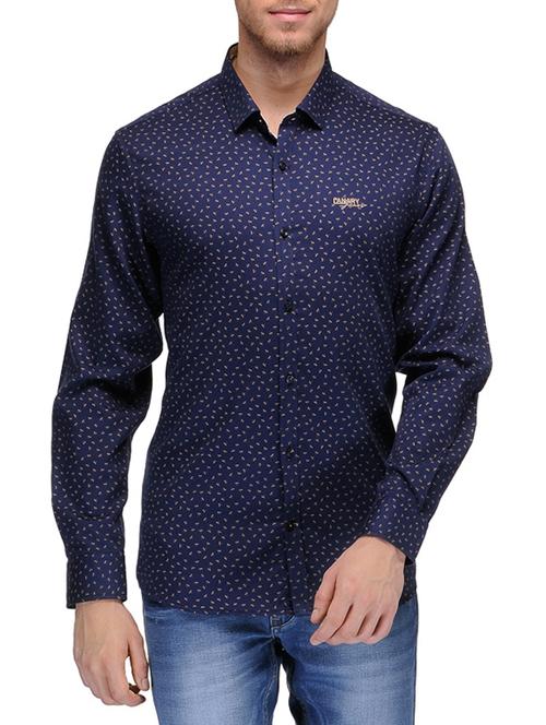 navy blue cotton casual shirt - 10663066 - Very Small Image - 1