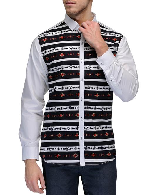navy blue cotton casual shirt - 10663124 - Very Small Image - 1