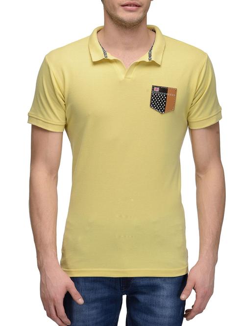 yellow cotton chest print tshirt - 10663153 - Very Small Image - 1