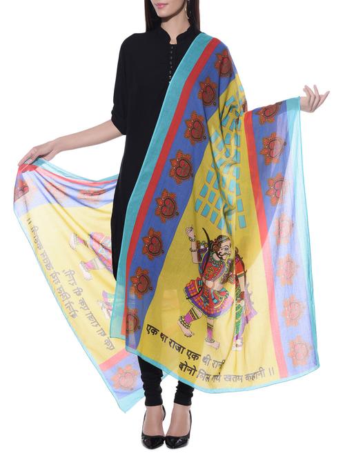 multicoloured printed cotton dupatta - 10667598 - Very Small Image - 1