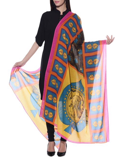 multicoloured printed cotton dupatta - 10667603 - Very Small Image - 1