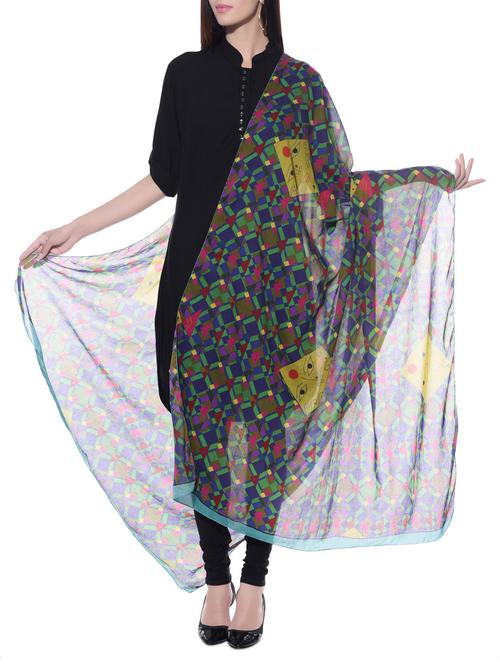 multicoloured printed cotton dupatta - 10667614 - Very Small Image - 1