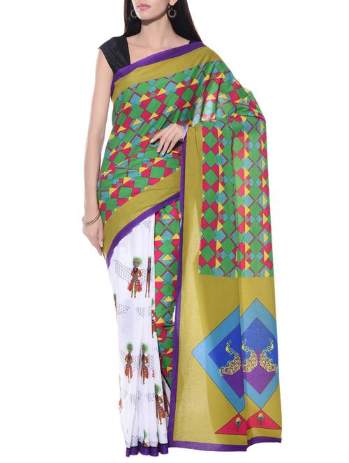 multicoloured printed cotton saree - 10667702 - Very Small Image - 1