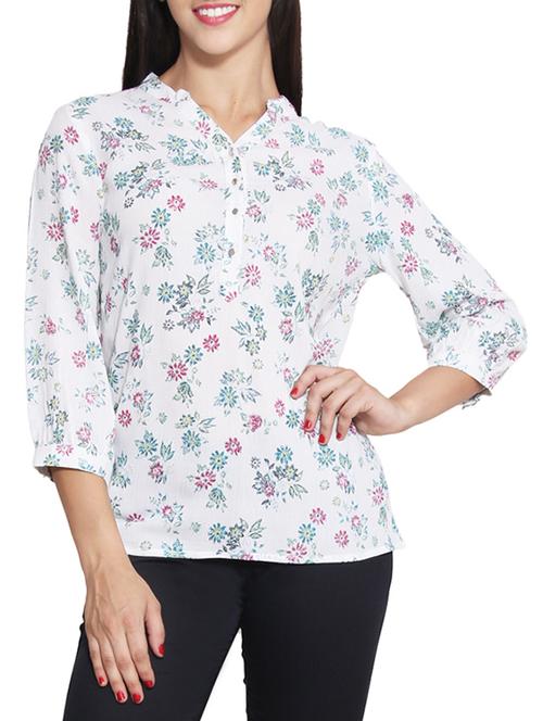 floral mandarin collar top - 10668968 - Very Small Image - 1