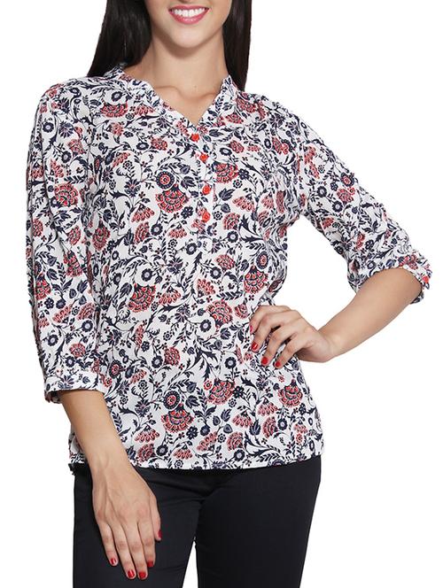 floral roll up sleeved top - 10668969 - Very Small Image - 1