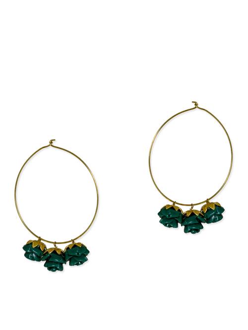 green, gold german silver earring - 10670302 - Very Small Image - 1