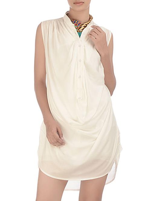 off-white modal cotton high low tunic - 10670648 - Very Small Image - 1